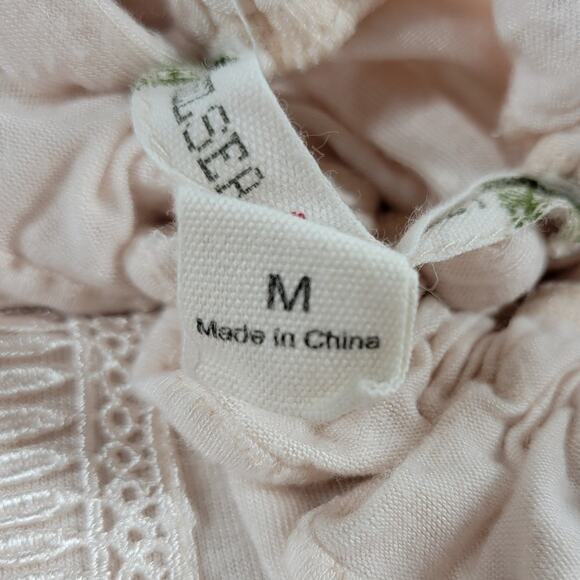 Chelsea & Violet Top Womens M Pink Collar Tie Ruffle Lace Trim Sleeveless Tank - Picture 6 of 12